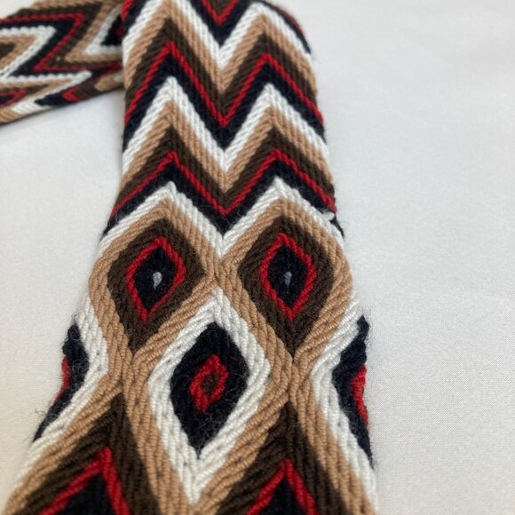 Handcrafted Woven Crossbody Tote Bag In Rust W/Multi-Colored Tassels | Unisex - Picture 9 of 12